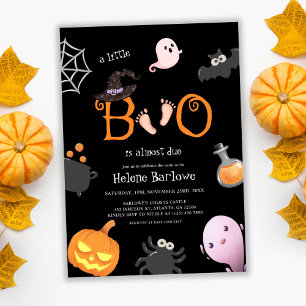 Invitation Black Little Boo Halloween Baby shower Éffrayant