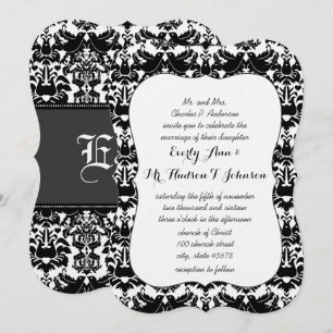 Invitation Black Lovebird Mariage damassé