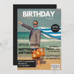 Invitation Black Magazine Humour Photo 37e anniversaire