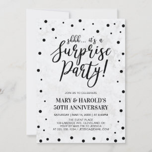 Invitation Black & Marble   50e anniversaire de mariage surpr