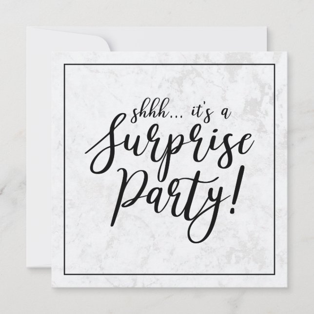 Invitation Black & Marble | Fête de retraite surprise (Devant)