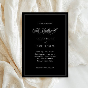 Invitation Black Mariage classique italien d'élégance