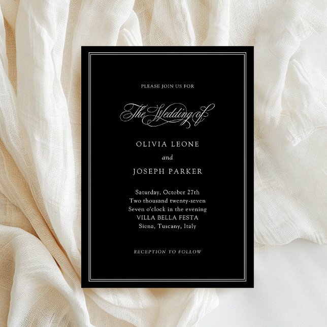 Invitation Black | Mariage classique italien d'élégance (Créateur téléchargé)