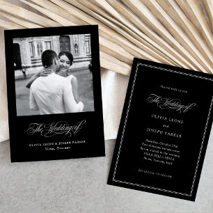 Invitation Black Mariage photo italien Elegance