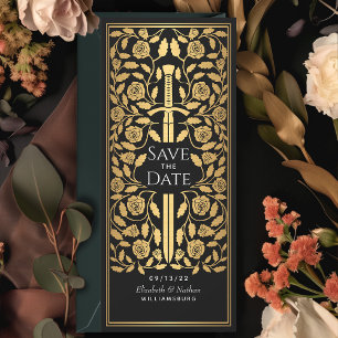 Invitation Black Medieval Sword Enregistrer la date Invitatio