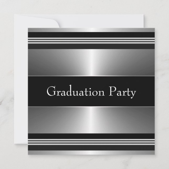 Invitation Black Metal Boys Graduation Party (Devant)