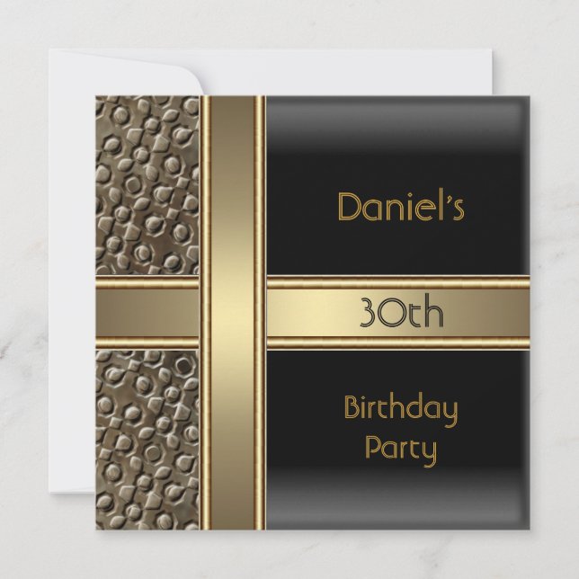 Invitation Black Metal Bronze 30e Anniversaire Hommes (Devant)