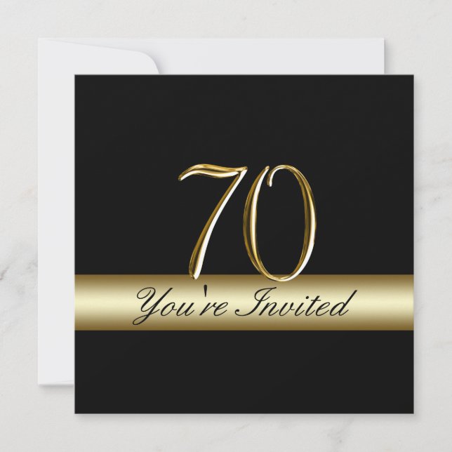 Invitation Black Metal Gold Imprimez 70e anniversaire Invitat (Devant)