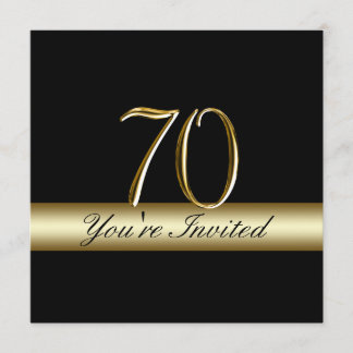 Invitation Black Metal Gold Imprimez 70e anniversaire Invitat