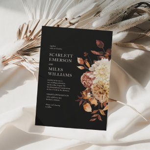 Invitation Black Modern Fall Terracotta Floral Mariage