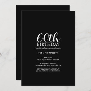 Invitation Black moderne 60e anniversaire