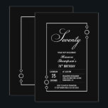 Invitation Black moderne 70th Birthday Party<br><div class="desc">Invitation vos amis et les proches à votre fête du 70e anniversaire avec cette invitation moderne de fête d'anniversaire à cadre blanc noir.</div>