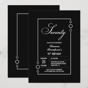 Invitation Black moderne 70th Birthday Party