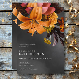 Invitation Black Moody Gothique Orange Lily Anniversaire
