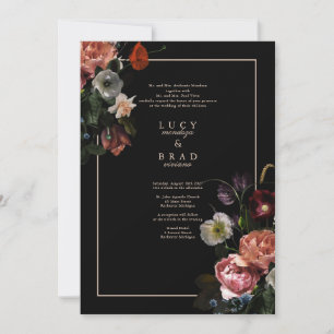 Invitation Black Moody Wedding   Flore dramatique