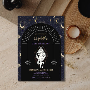 Invitation Black Mystic Taurus Zodiac 21e anniversaire