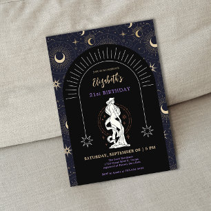 Invitation Black Mystic Virgo Zodiac 21e anniversaire