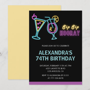Invitation Black Neon Glow Cocktail Martini 74e an