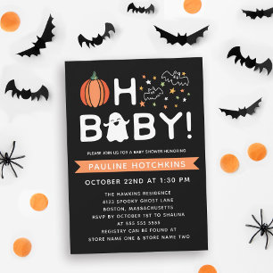 Invitation Black Oh Baby Citrouille Baby shower Halloween