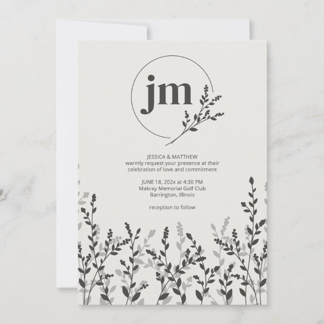 Invitation Black Olive ・ Rustique Fleur sauvage Mariage photo (Devant)