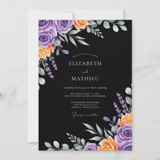 Invitation Black Opulent Autumnal Wedding (Devant)
