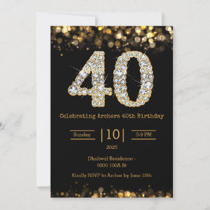 Invitation Black or 40e anniversaire