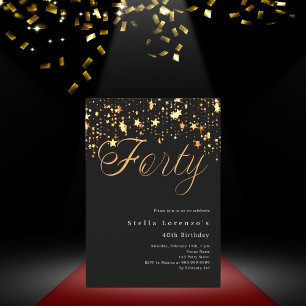 Invitation Black or stars élégant 40e anniversaire luxe