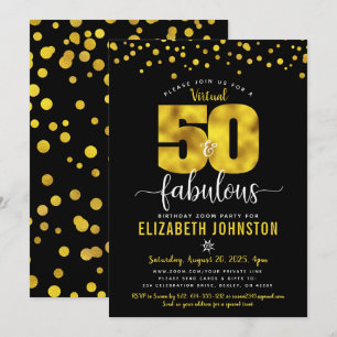 Invitation Black or virtuel 50 et fabuleux anniversaire perso