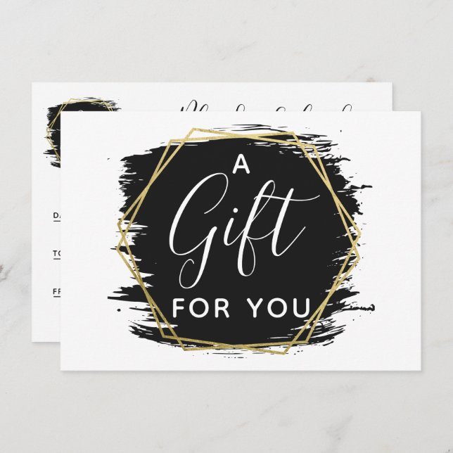 Invitation Black Paint Stroke & Modern Gold Certificate Card (Devant / Derrière)