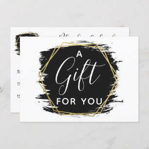 Invitation Black Paint Stroke & Modern Gold Certificate Card