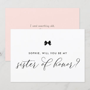 Invitation Black Parisian Bow will you be My Sister of Honor