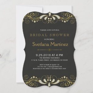 Invitation Black & Parties scintillant Floral dentelle 2 Fête