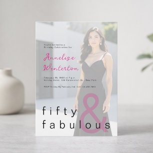 Invitation Black Pink 50 et merveilleux 50e fête d'anniversai