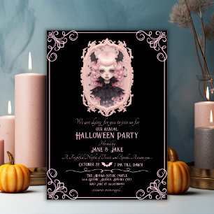 Invitation Black&Pink Pasteloween Éffrayante Halloween