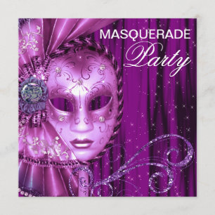 Invitation Black Purple Masquerade