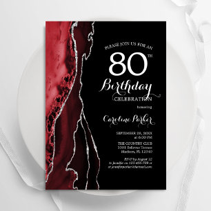 Invitation Black Red Agate 80e anniversaire