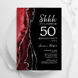 Invitation Black Red Agate Surprise 50e anniversaire<br><div class="desc">Gate noir rouge et blanc surprend l'invitation de la fête du 50e anniversaire. Design élégant et moderne avec aquarelle agate marbre arrière - plan,  faux parties scintillant argent et typographie script. Carte invitation branchée parfaite pour une célébration anniversaire féminine élégante. Invitations Zazzle imprimées ou téléchargement instantané modèle imprimable numérique.</div>