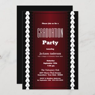 Invitation Black Red and White Graduation Party