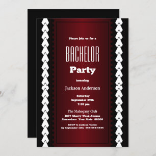 Invitation Black Red et White Bachelor Party