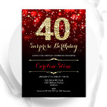 Invitation Black Red Gold Surprise 40e anniversaire<br><div class="desc">Surprise 40e anniversaire invitation de fête. Design noir rouge élégant avec de l'or de parties scintillant imitation. Dispose de diamants élégants, lumières de livres et police de script. Hommes ou femmes anniversaire invitation. Idéal pour une fête d'anniversaire pour adultes. Personnalisez avec vos propres détails. Message-moi si vous avez besoin d'une...</div>