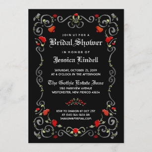 Invitation Black & Red LOVE Halloween Fête des mariées gothiq