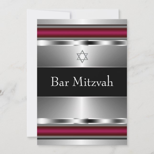 Invitation Black Red Star de David Bar Mitzvah Modèle (Devant)