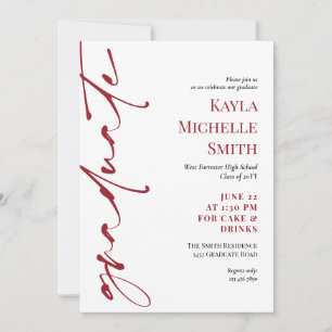 Invitation Black Red Typography Graduation Party