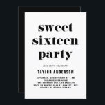 Invitation Black Retro Bold Typographie Sweet 16 Anniversaire<br><div class="desc">Invités Invitations à votre événement avec cette invitation personnalisable d'anniversaire sweet sixteen. Il présente une typographie rétro audacieuse et simple. Personnalisez en ajoutant vos détails. Cette invitation à 16 fêtes,  sucrée et noire,  est parfaite pour tous les thèmes de l'événement.</div>