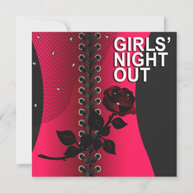 Invitation Black Rose Corset Girls Night Out | corail (Devant)
