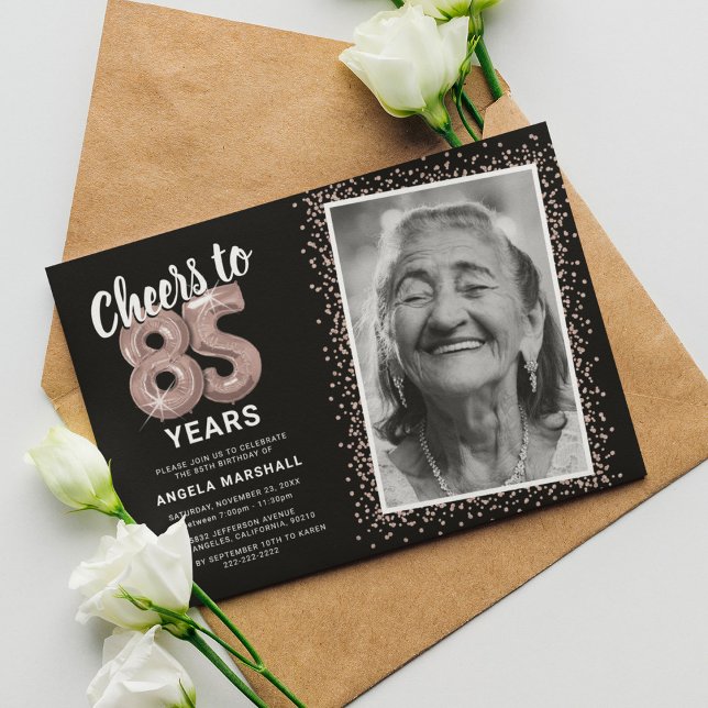 Invitation Black Rose Gold pour 85 Ans de Joie (Créateur téléchargé)