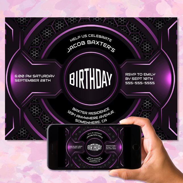 Invitation Black Rose moderne n'importe quel âge fête d'anniv (Créateur téléchargé)