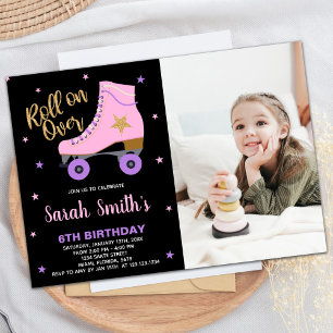 Invitation Black Rose Star Parties scintillant Photo Patinage