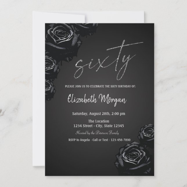 Invitation Black Roses Gothique 60e Anniversaire (Devant)