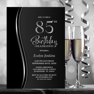 Invitation Black Silver 85e fête d'anniversaire